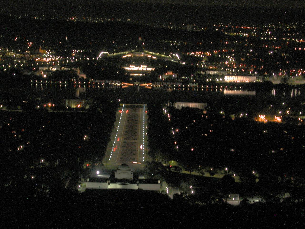 Canberra from Mt. Ainslie, looking over War Memorial to Parliament House