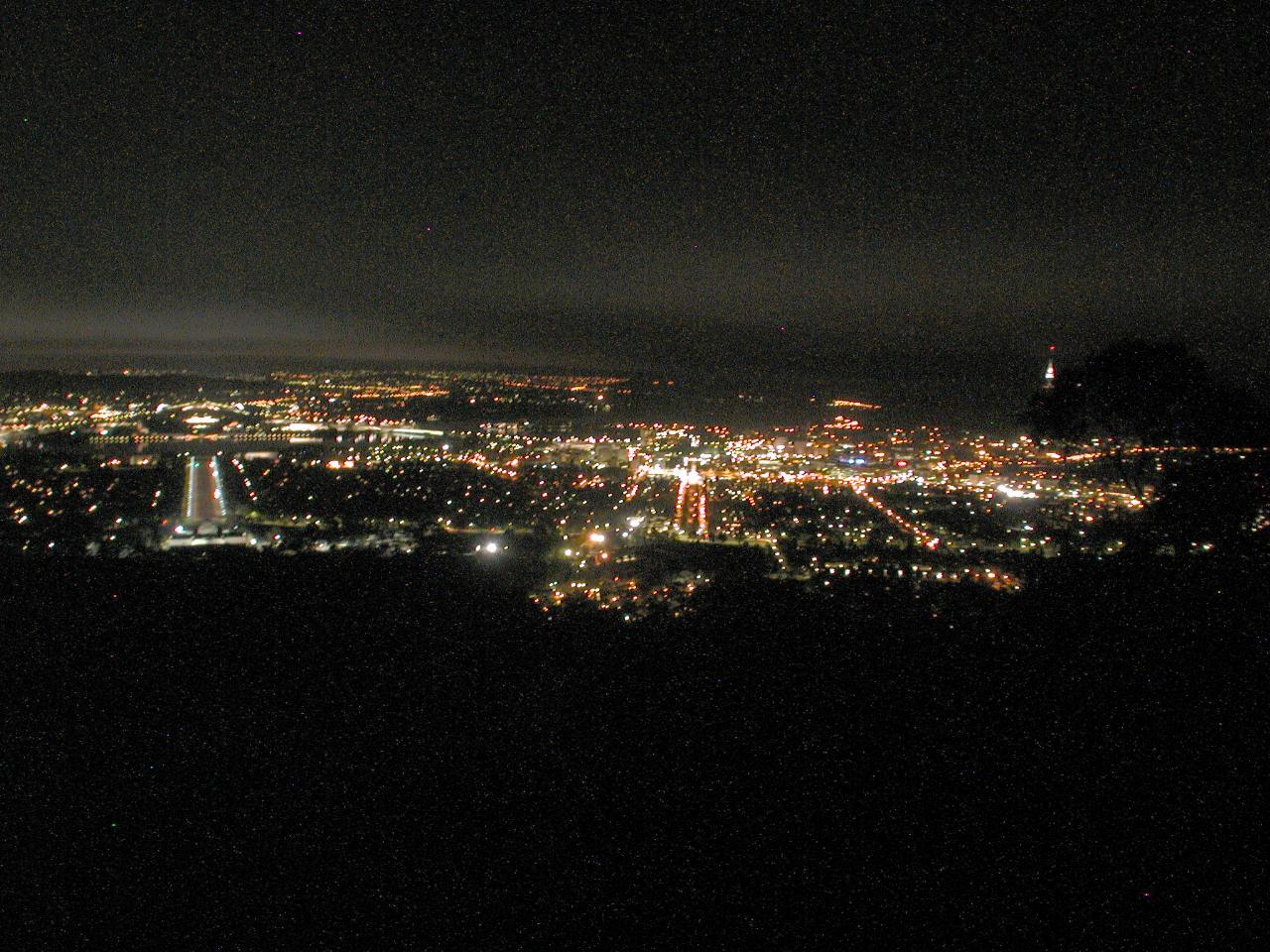 Wider angle view, War Memorial to Parliament House, including Black Mountain Tower