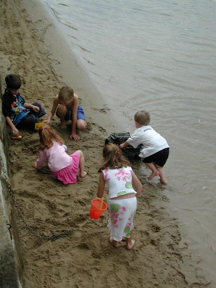 Jake and his cousins playing by the river