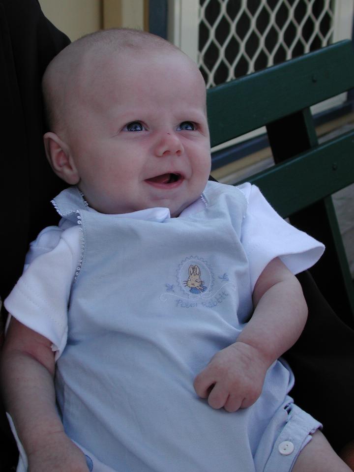 Flynn, fully awake after his Baptism