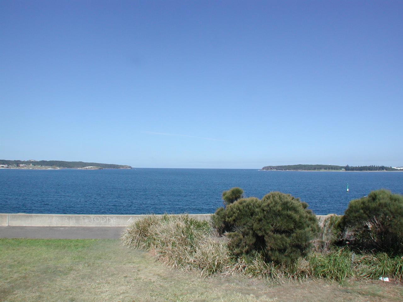 Wide angle view out Botany Bay heads, La Perouse left, Kurnell right