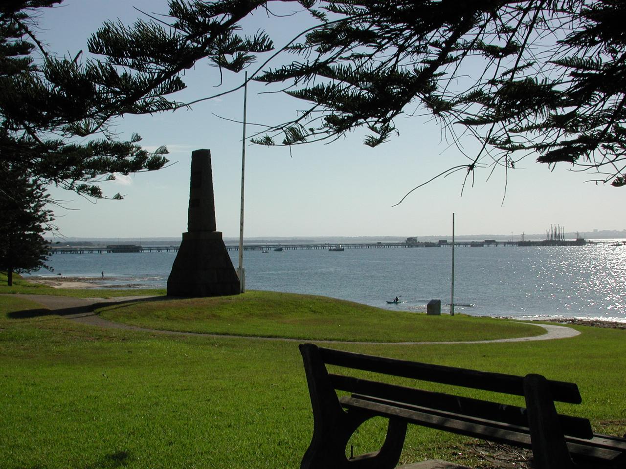 Solander and Sutherland monuments, looking towards Dolls Point