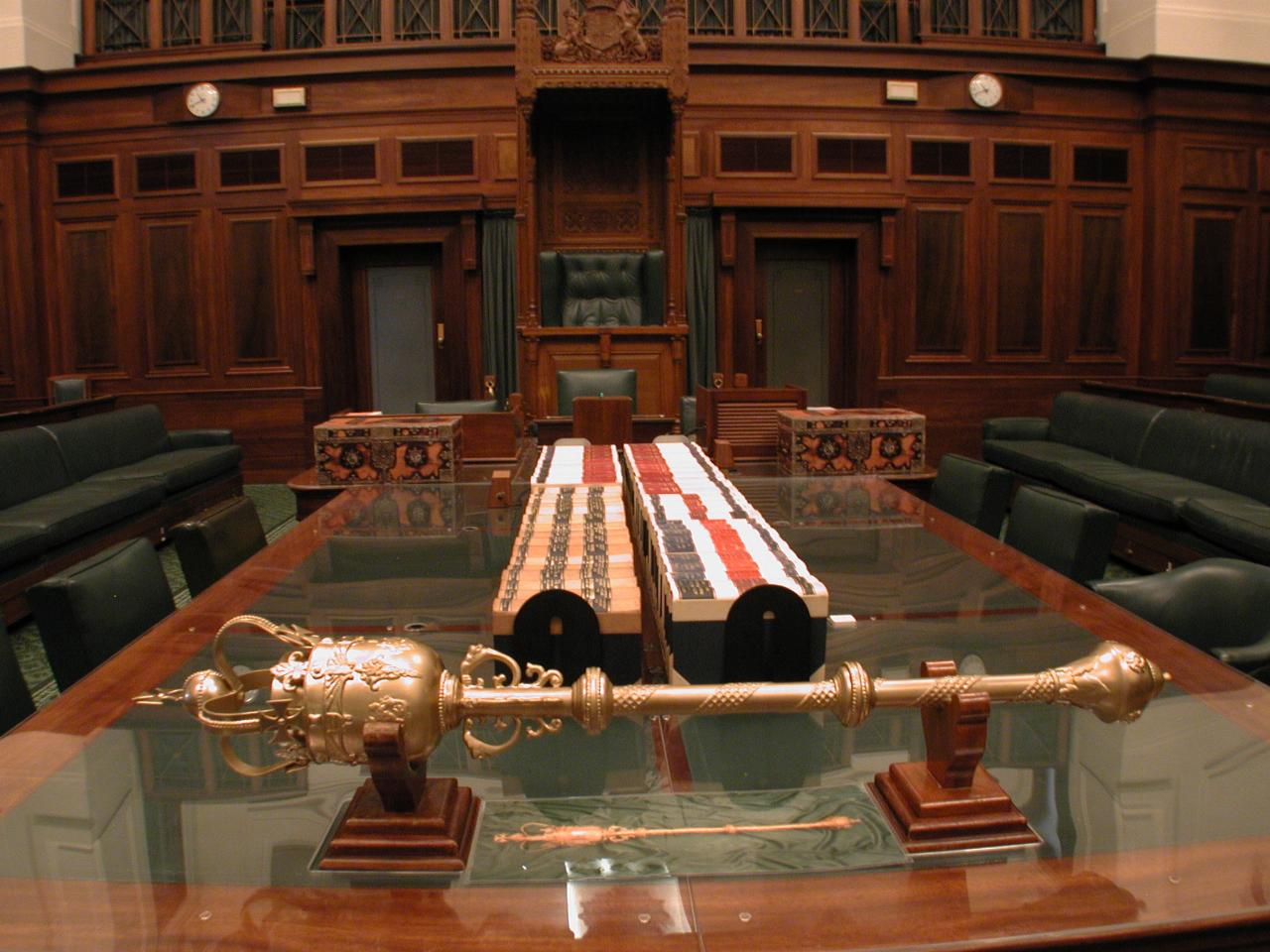 Looking over the Mace to the Speaker's Chair