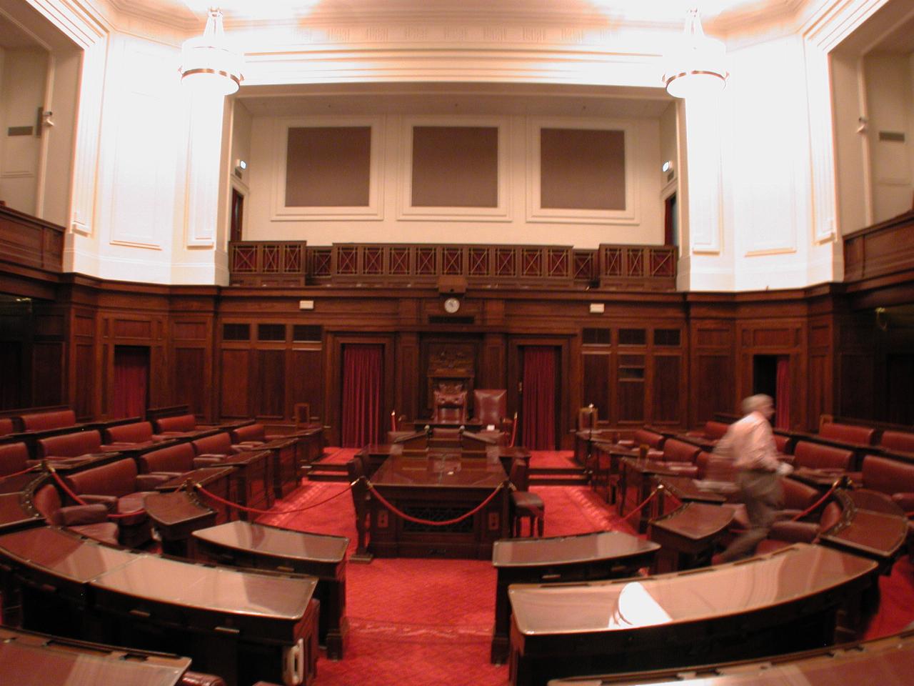 Wide angle view of the Senate Chamber, Old Parliament House