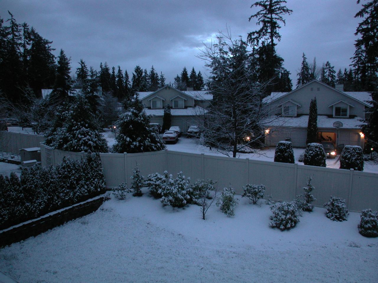 Wide angle view of snowy vista, SE of my bedroom window