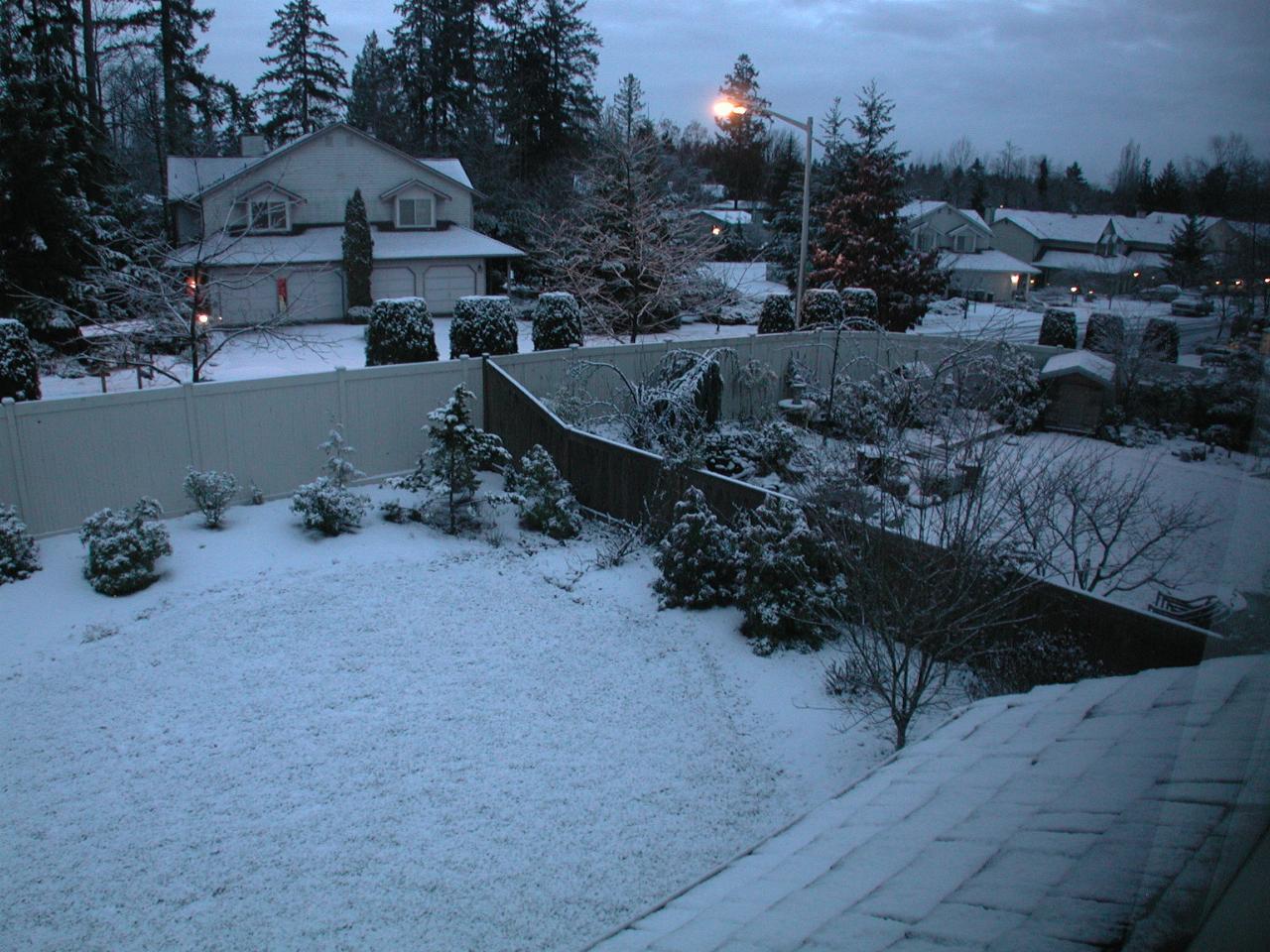 Wide angle view of snowy vista, SW of my bedroom window