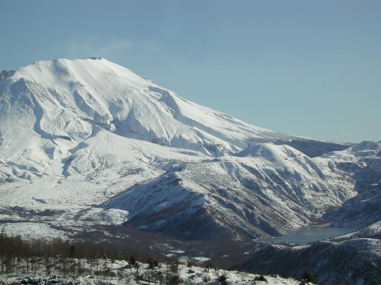 Just visible steam rising from the crater during this \