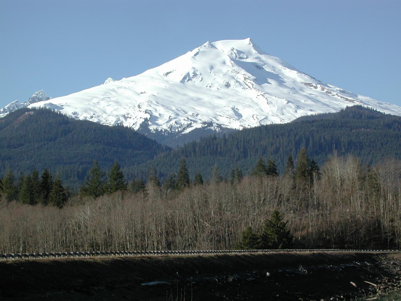 Mt. Baker, as seen from boat launch area of Baker Lake