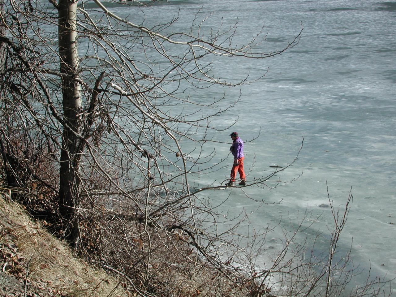 Walking on water (frozen) at northern end of Whistler, BC