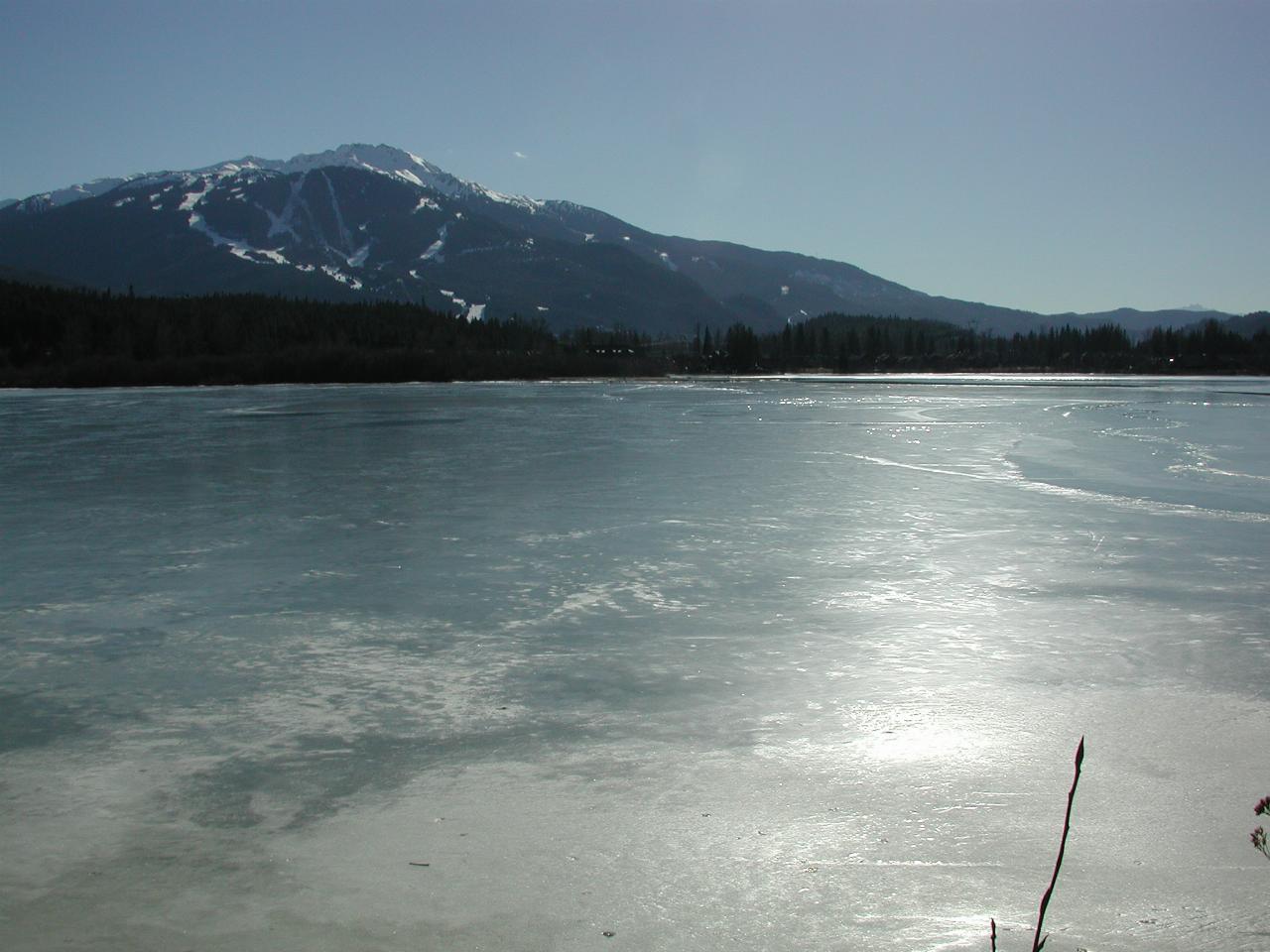 Frozen lake at northern end of Whistler, BC