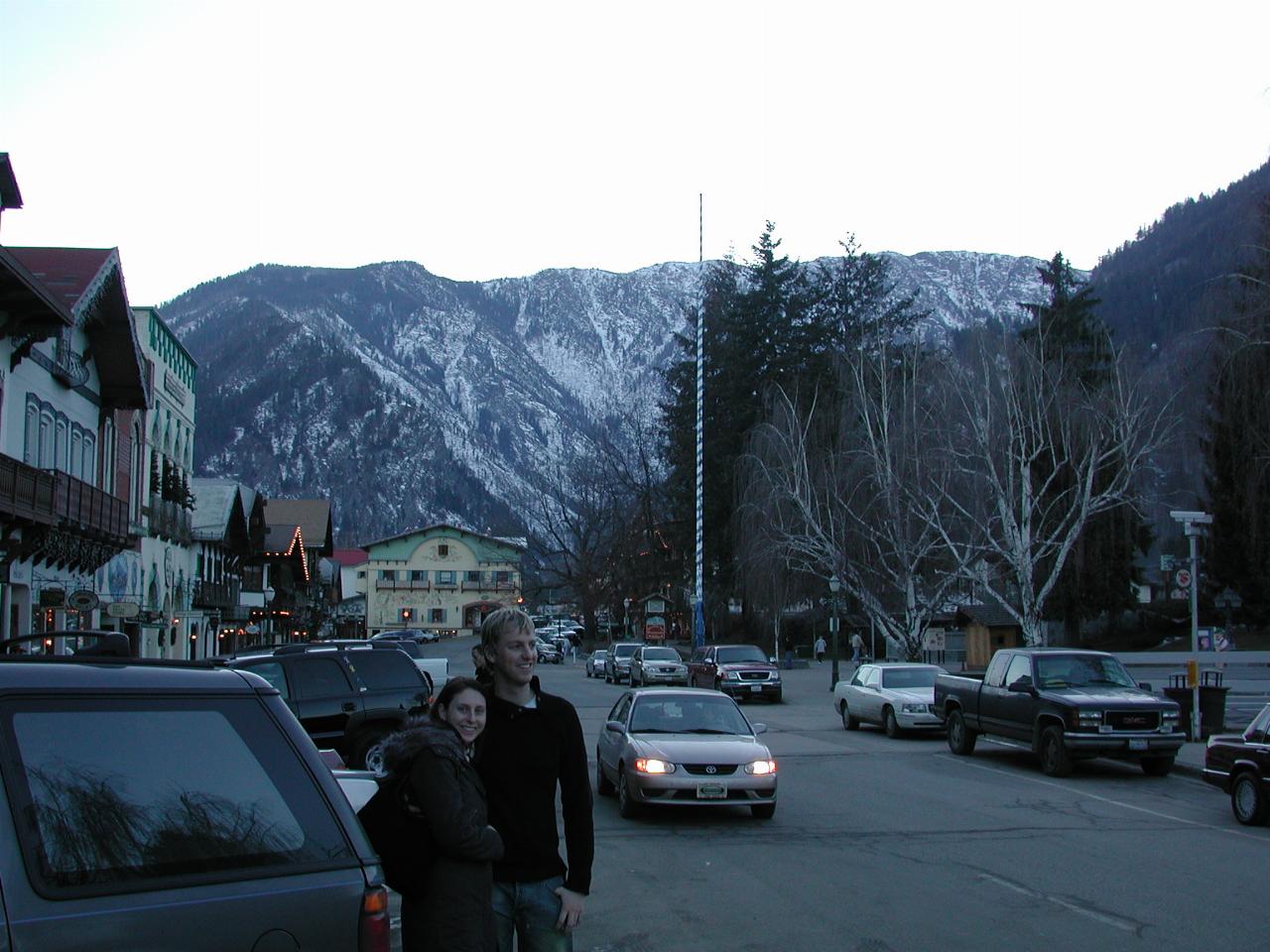 Natalie and Keiran at Leavenworth,  complete with snow