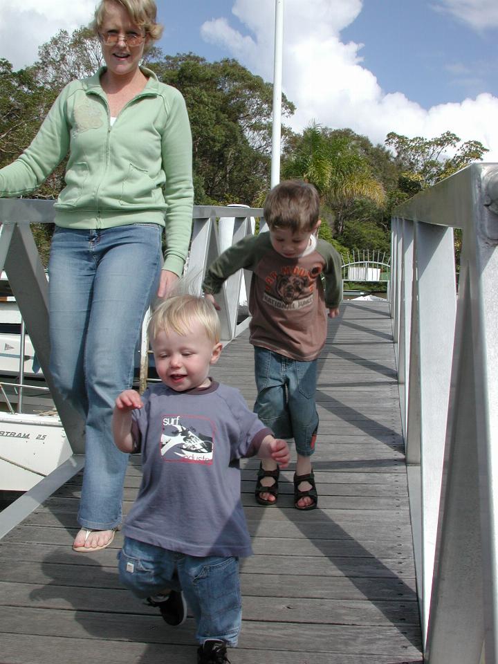 Running down the ramp.