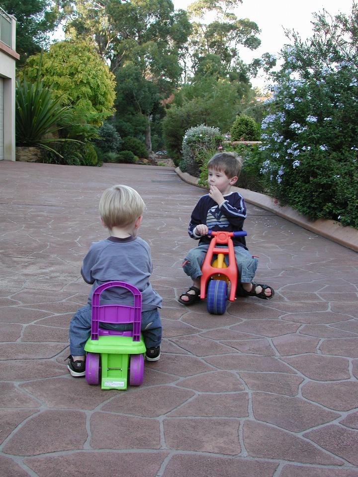 Boys riding together