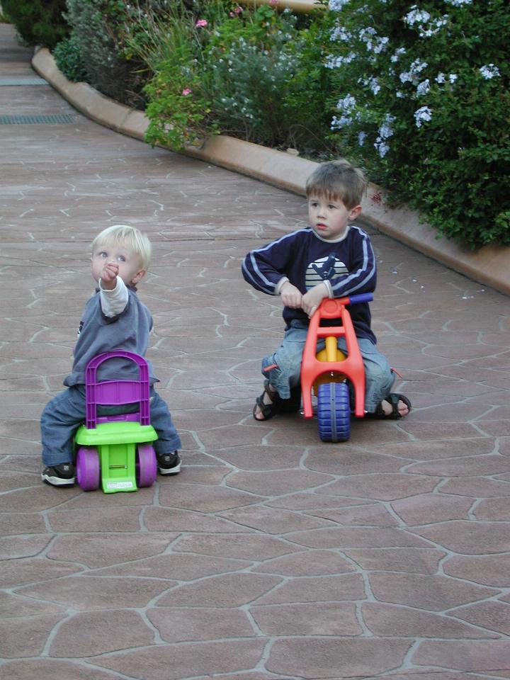 Flynn and Jake together on bikes