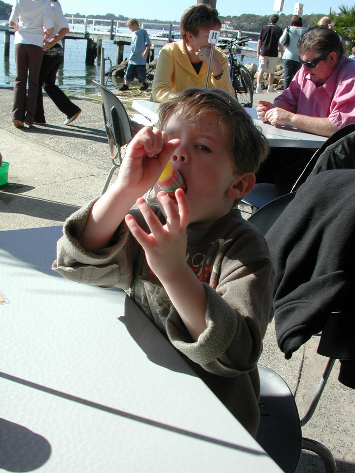 Jake eating an ice block at Como Marina