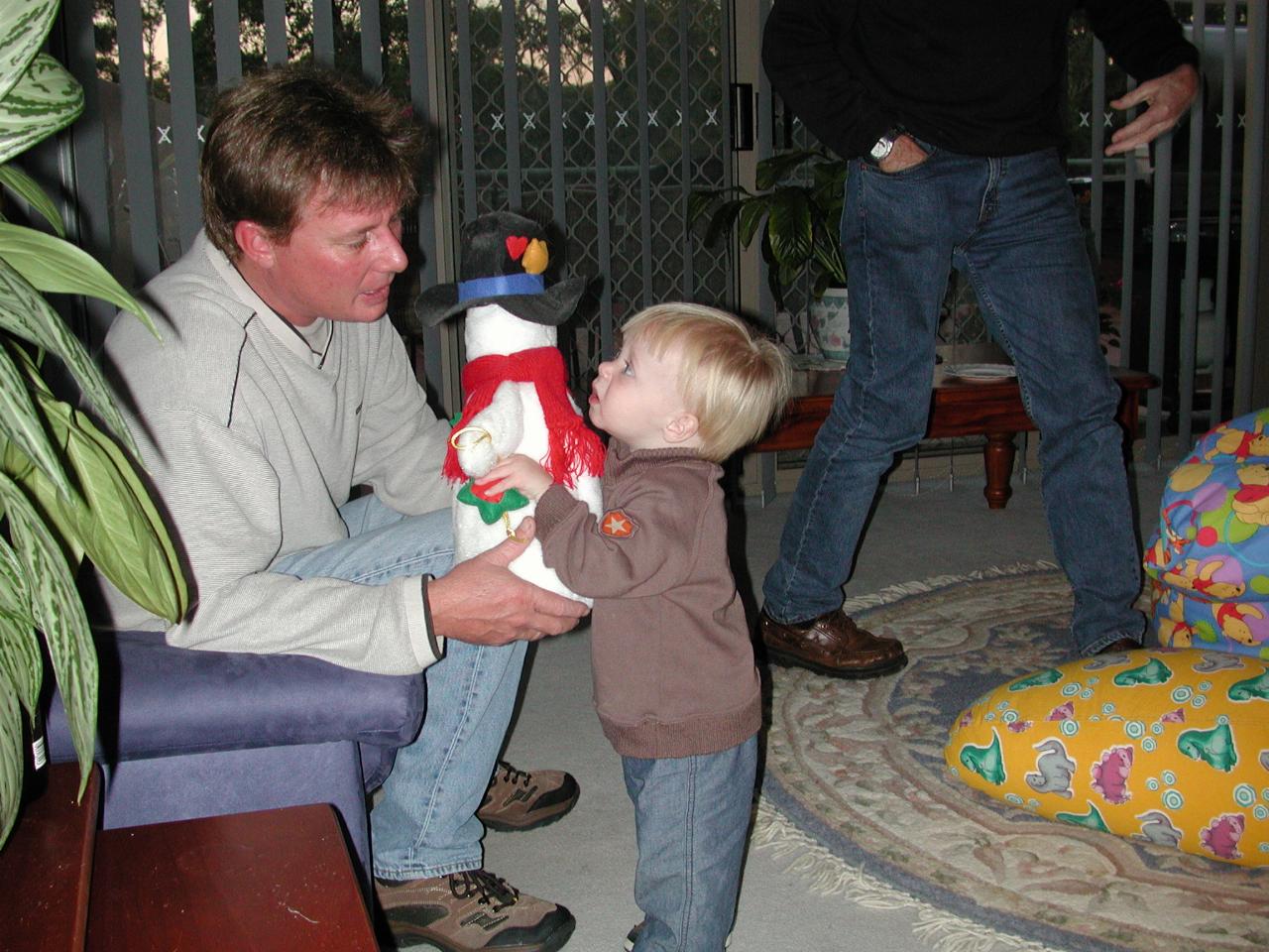 Cameron holding snowman