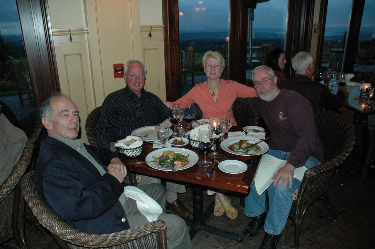 Dinner with friends at Newcastle Golf Club: Rob. Bill, Judy and Lindsay; Seattle in background