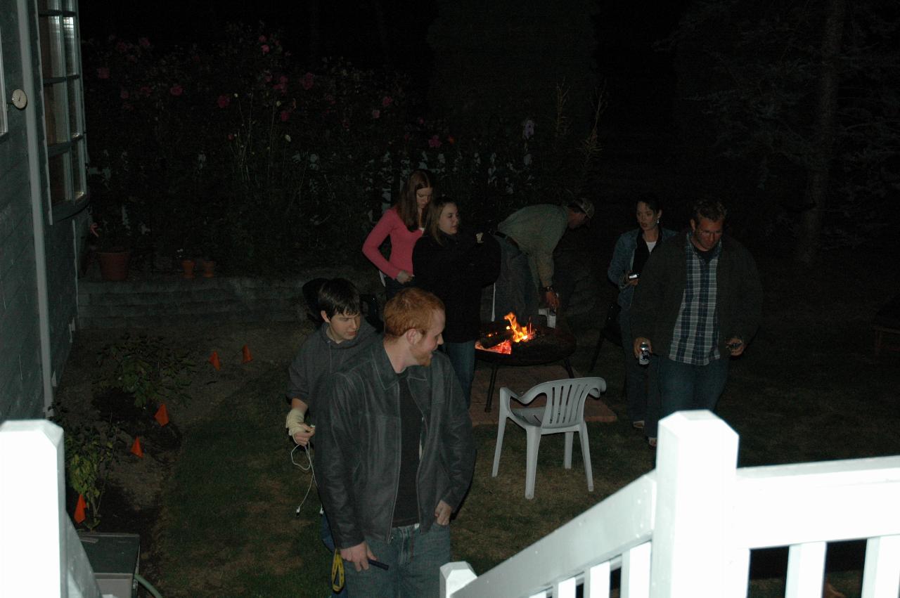 Randy Coggeshell's 50th birthday party - conversation around the fire