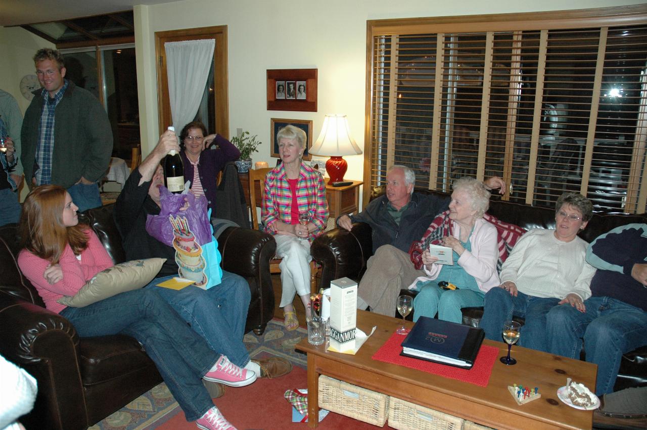 Opening presents at Randy Coggeshell's 50th birthday