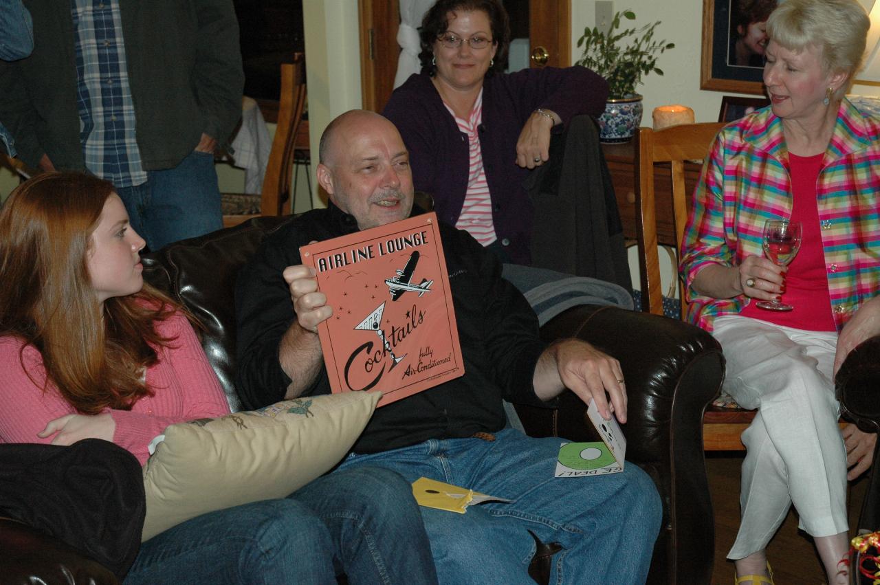 Opening presents at Randy Coggeshell's 50th birthday