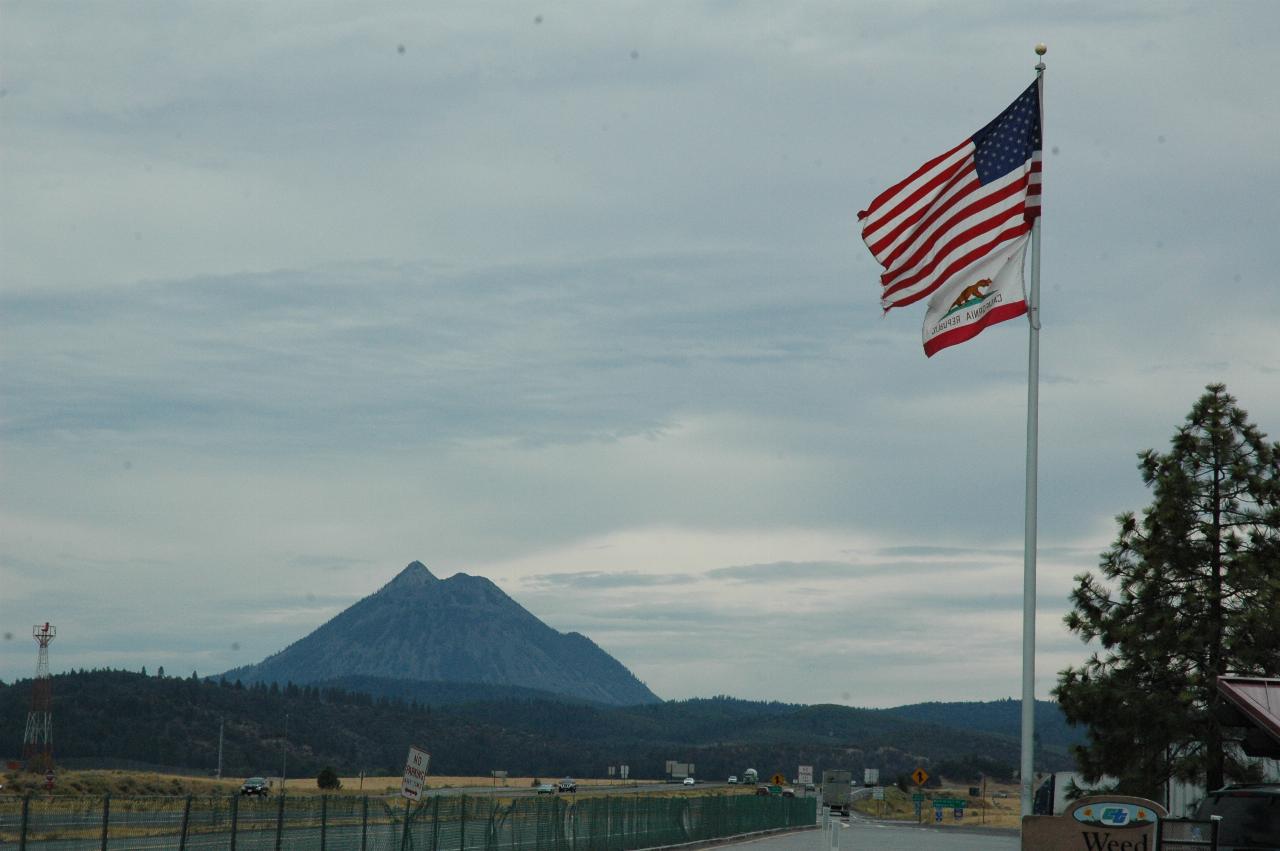 Mt. Shastina as seen from rest stop on I-5 at Weed Airport