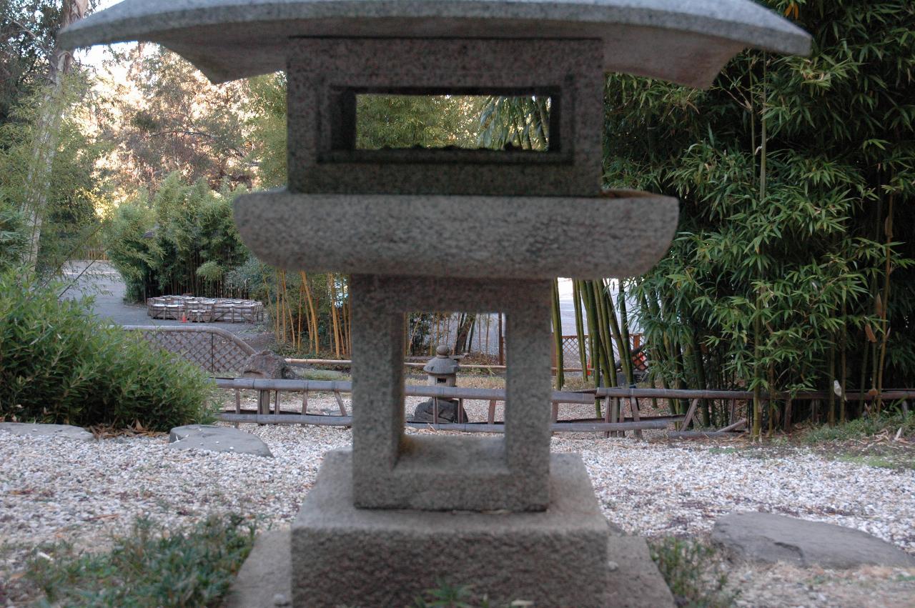 Shrine? through shrine in bamboo garden section of Hakone Gardens, Saratoga