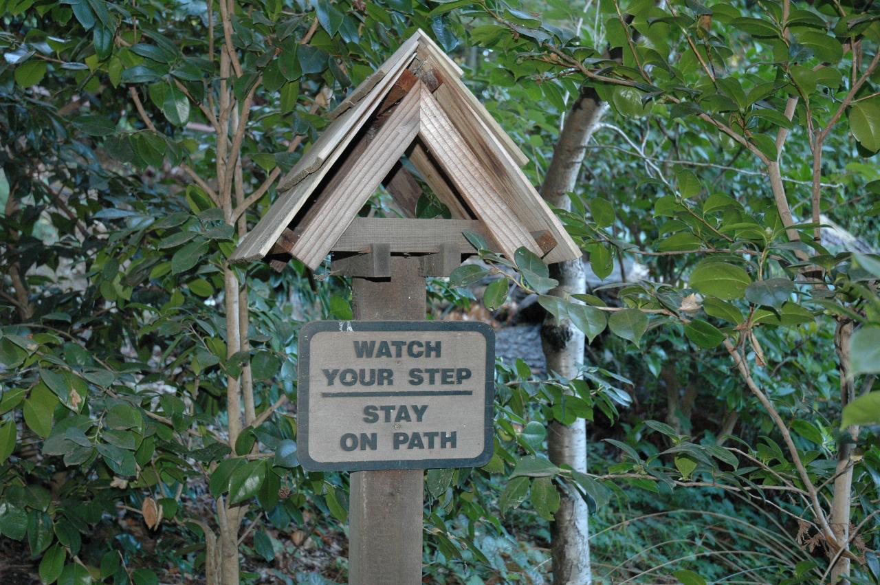 An amusing sign in a zen garden?  [The 'Stay on Path' part]