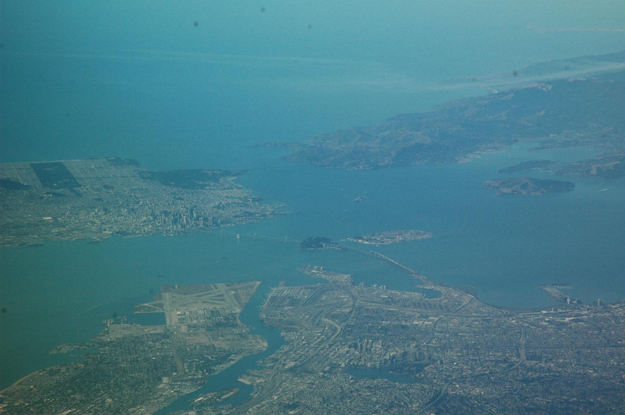 San Francisco, showing Golden Gate and Oakland Bridges (sort of)