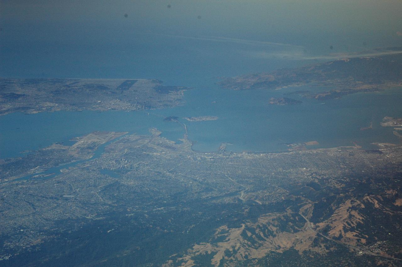 San Francisco, showing Golden Gate and Oakland Bridges (sort of)