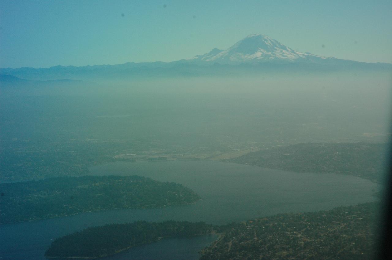 Mt. Rainer towering above the south end of Lake Washington