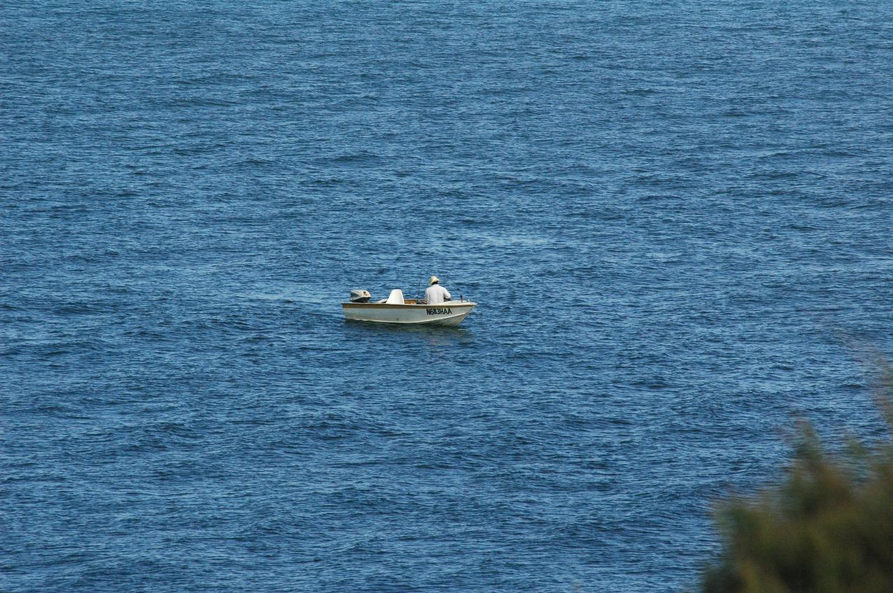 Fishing alone just off Port Botany