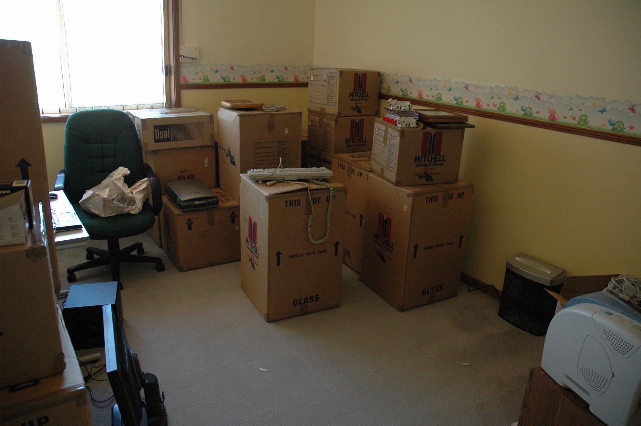 Computer room (aka nursery) at Gibson Ave, Padstow, with some unpacking