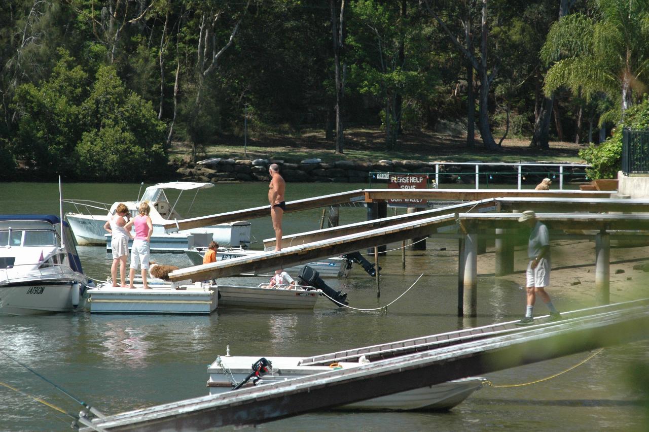 Residents awaiting the arrival of Santa on Woronora on Christmas morning