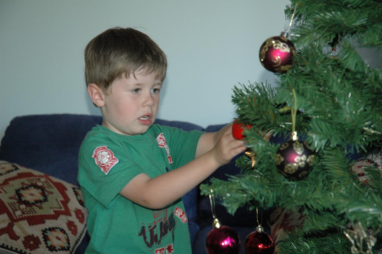 Jake decorating the Illawong Christmas tree