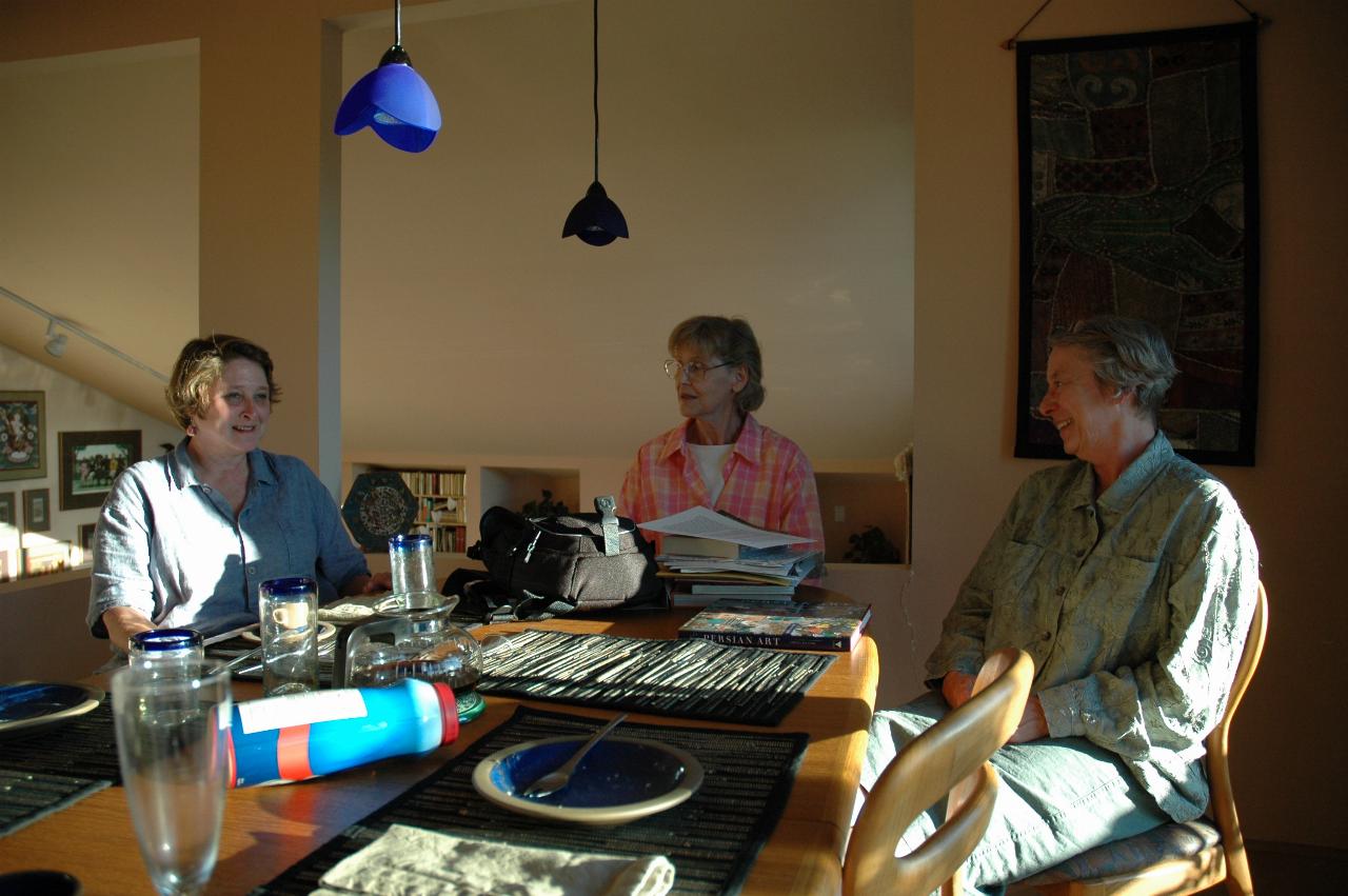 My farewell at Mary Hutton's: Nacny, Dori and Mary after dinner