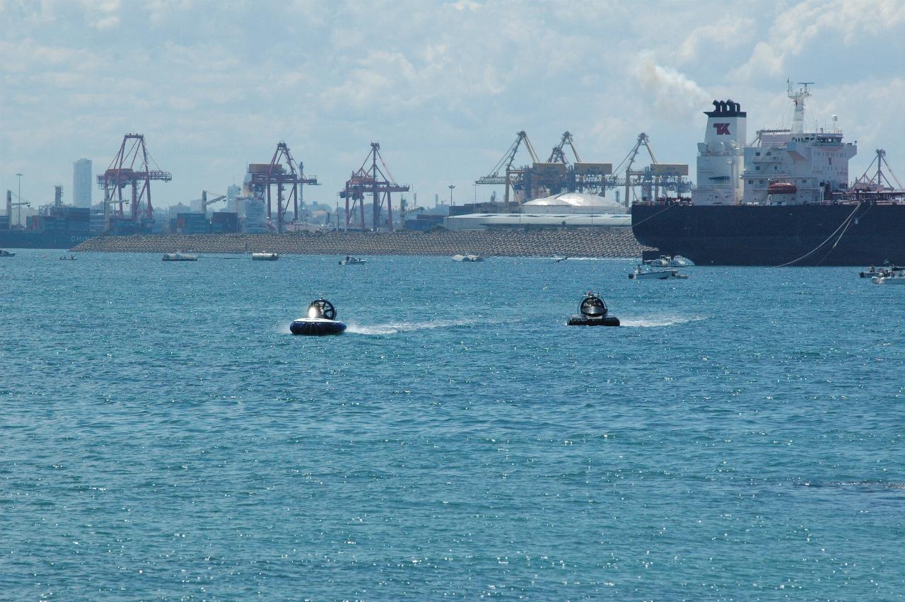 A couple of micro hovercraft approaching Kurnell Beach