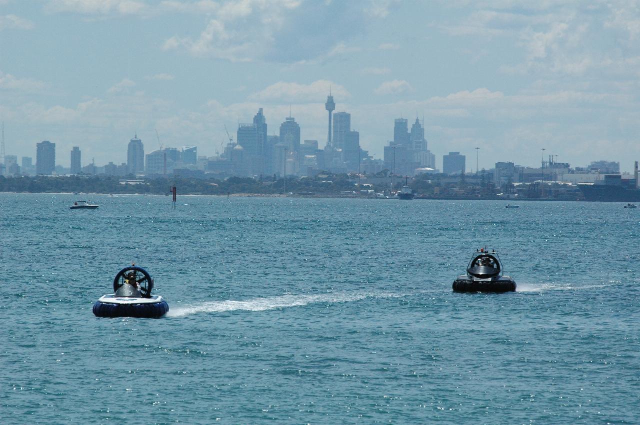 A couple of micro hovercraft approaching Kurnell Beach