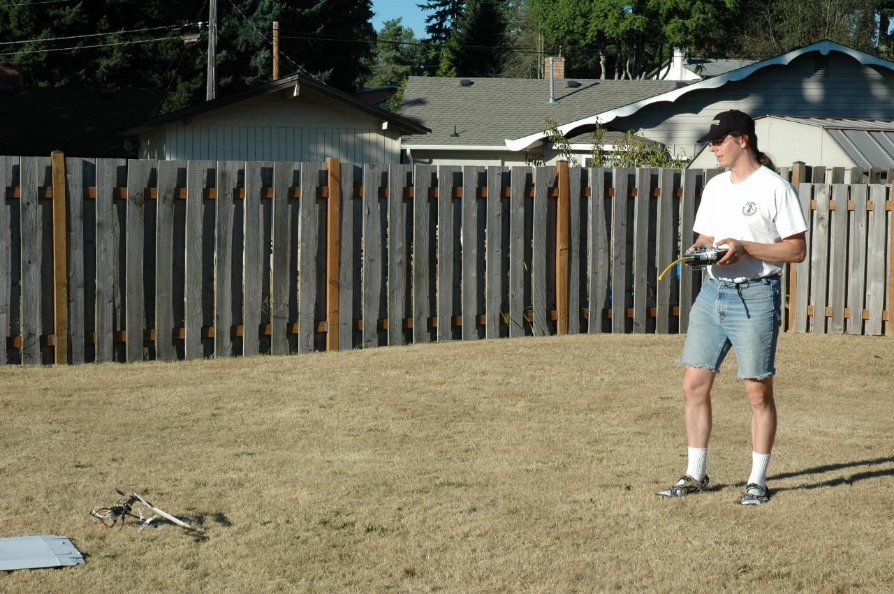 Seth and his helicopter after a not quite right landing