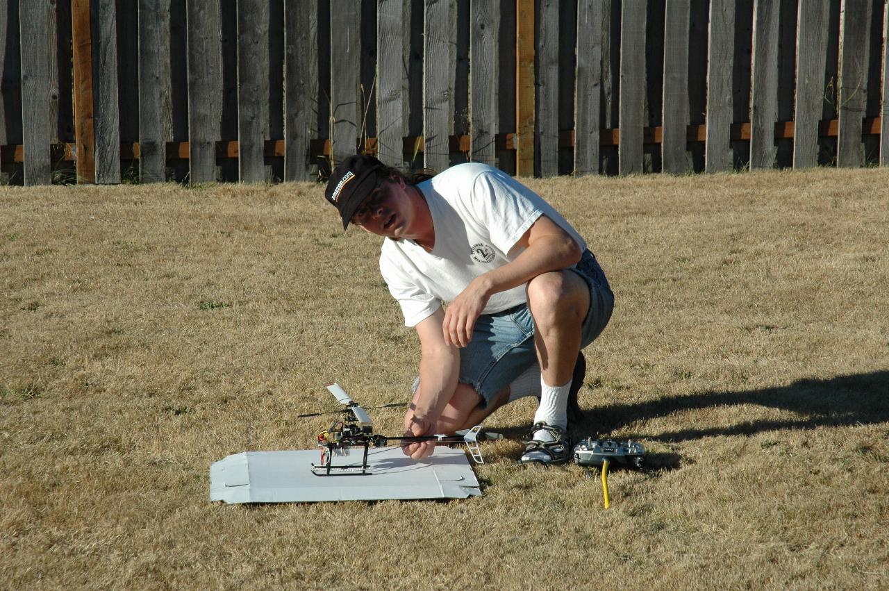 Seth and his helicopter at Kathy Gill's 50th birthday party