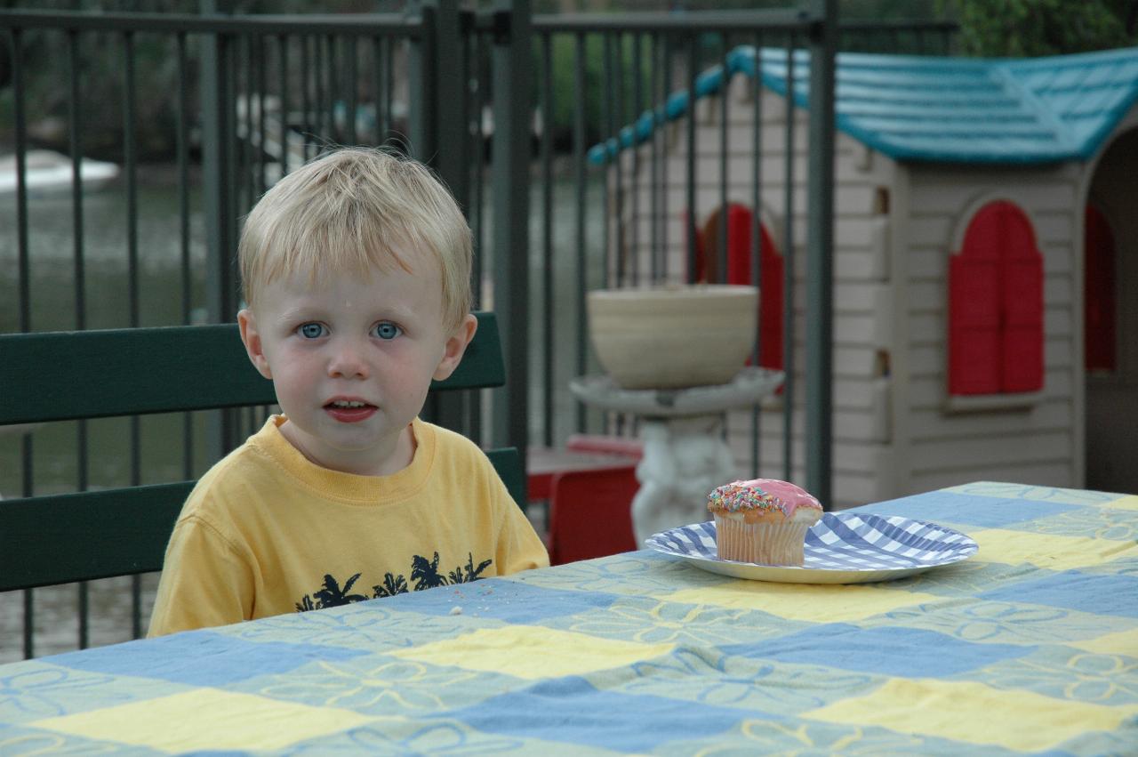 Flynn Crofts and a cake at his second, delayed birthday party at Woronora