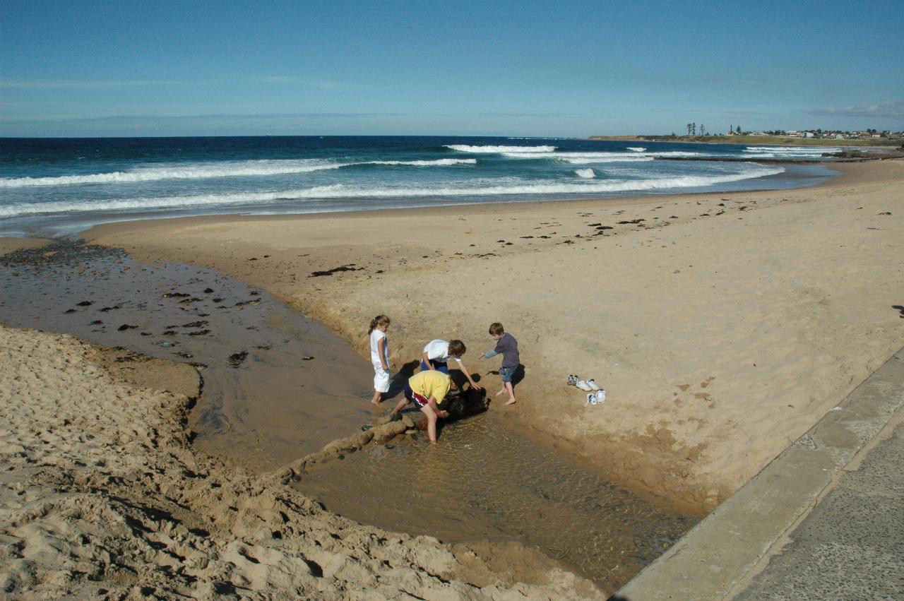 Mother's Day at Thirroul: Crofts clan building a dam