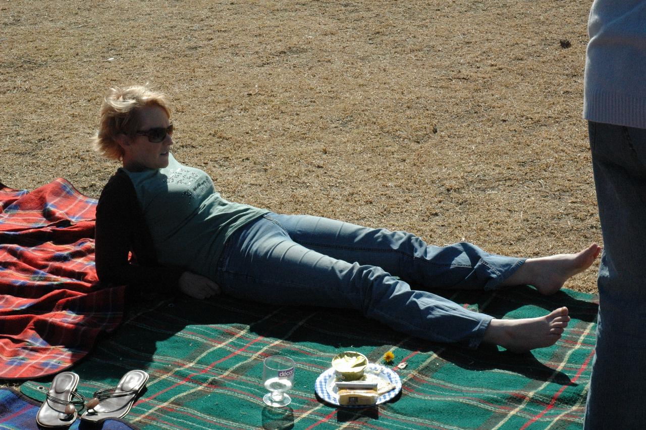 Mother's Day at Thirroul: Michelle Crofts taking a rest