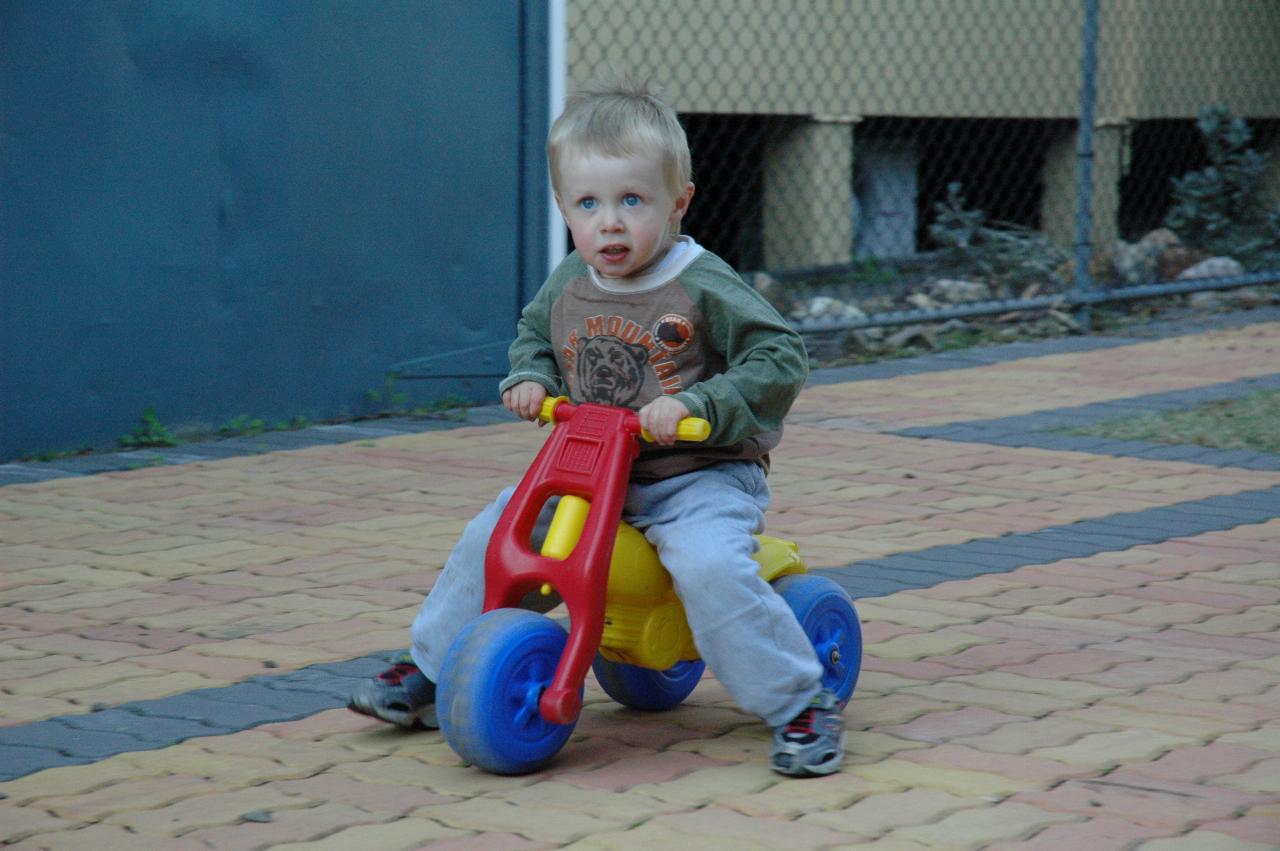 Flynn shuffling along on his trike at Woronora