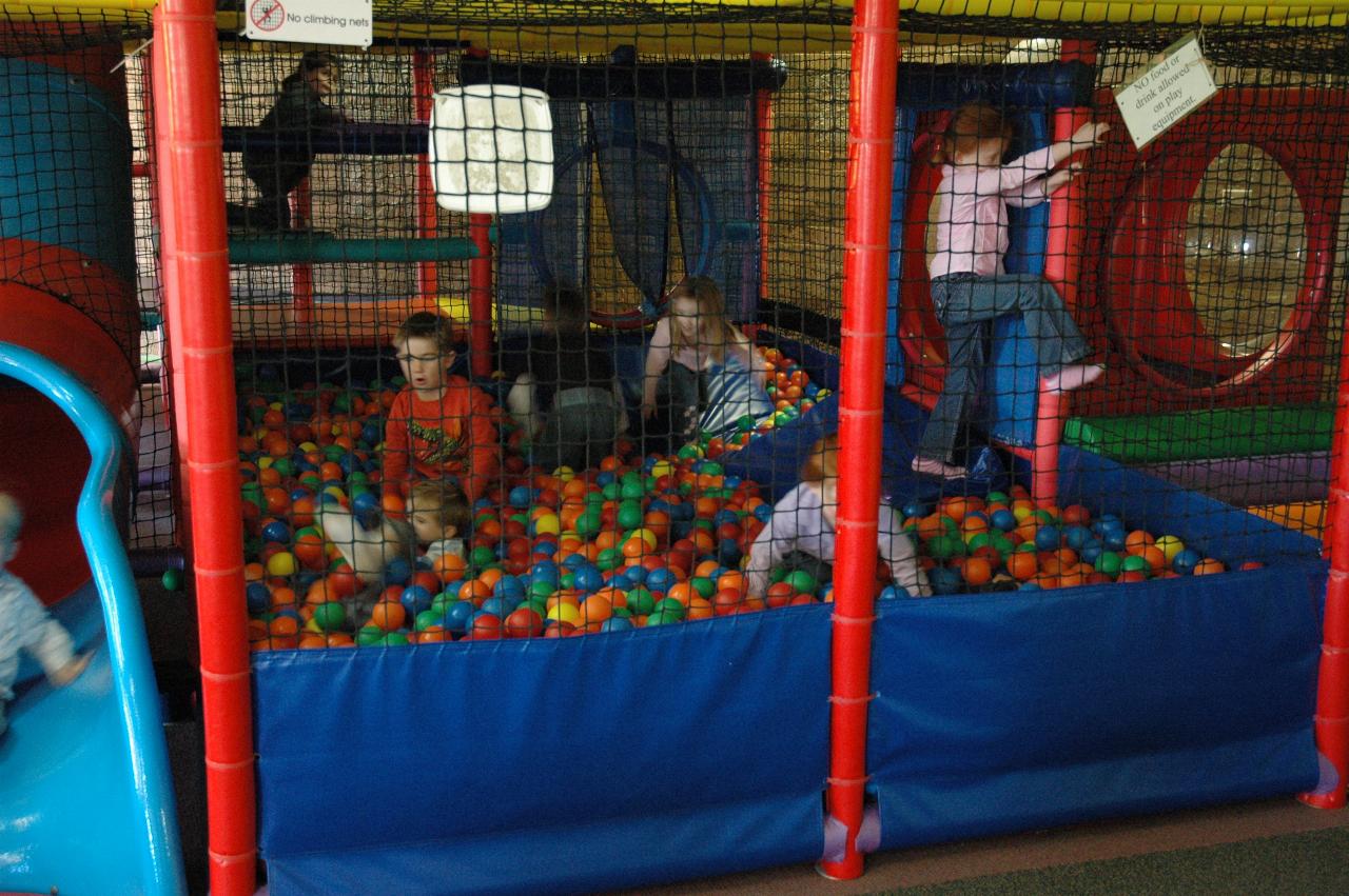 Jake's birthday at Crazy Maze: others playing in the ball room