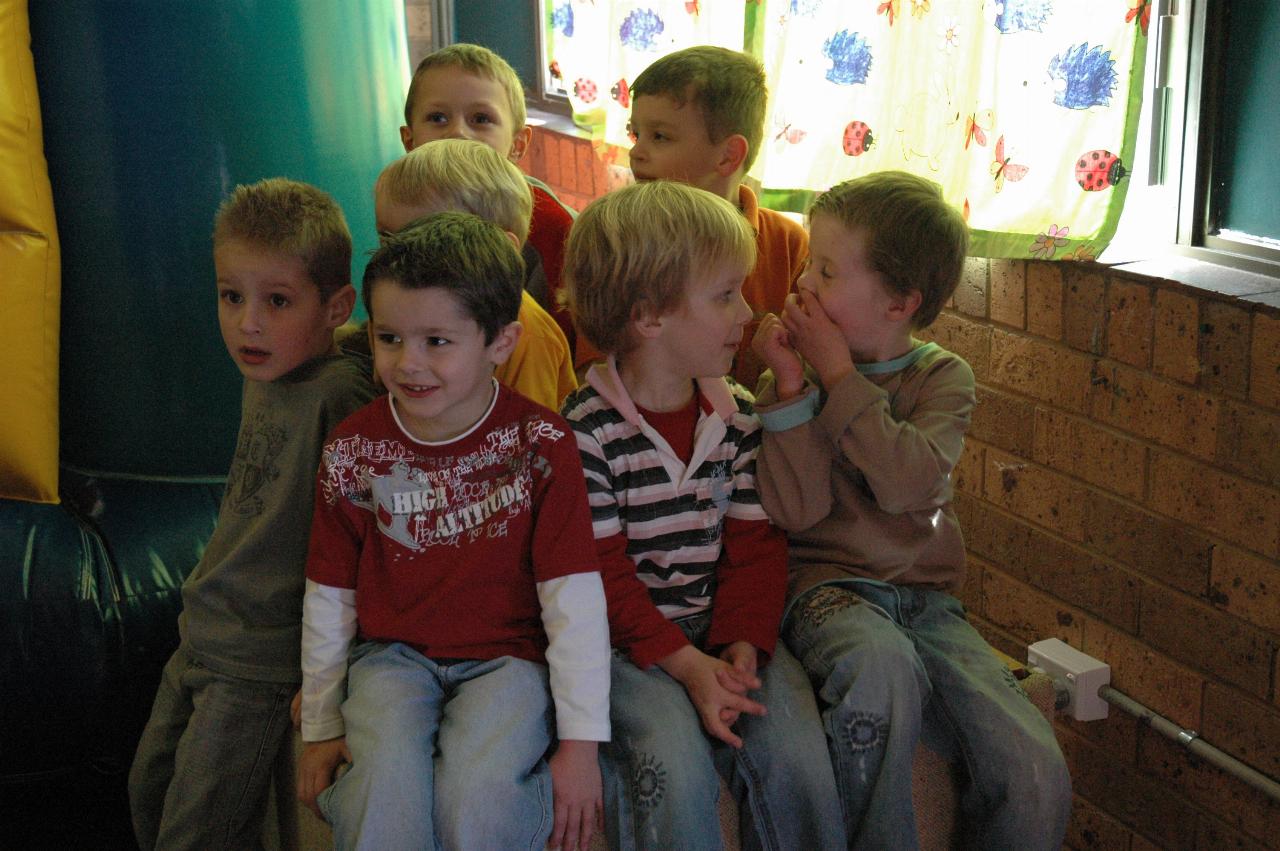 Jake's birthday at Crazy Maze: group photo on the box