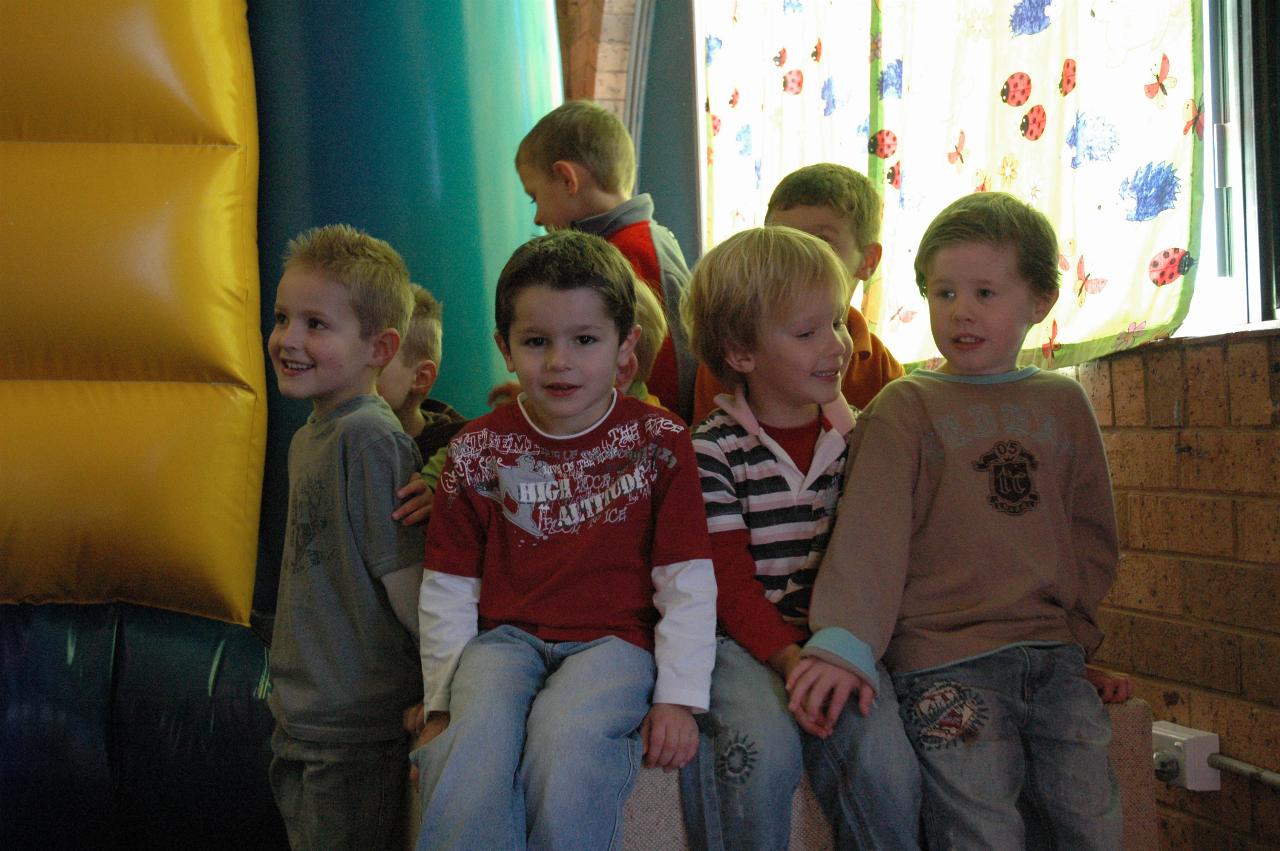 Jake's birthday at Crazy Maze: group photo on the box