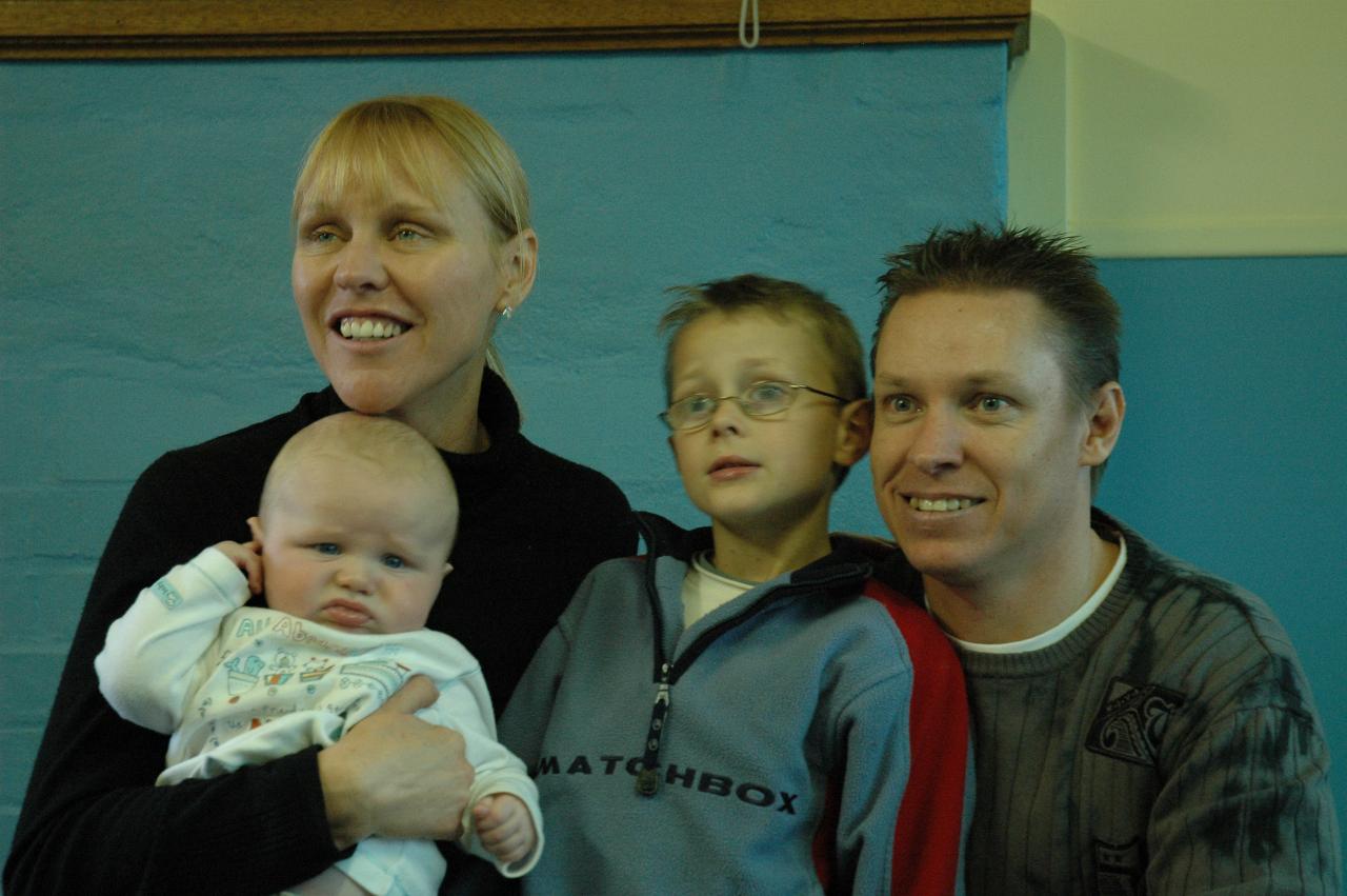 Wallace family after Cooper's Baptism: Cooper, Kelly, Tynan and Glenn