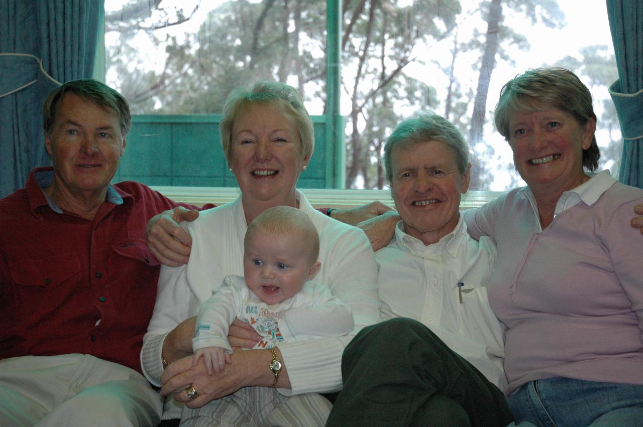 Cooper with his grandparents: Chris (p), Yvonne (m), Peter (m) and Sandra (p)