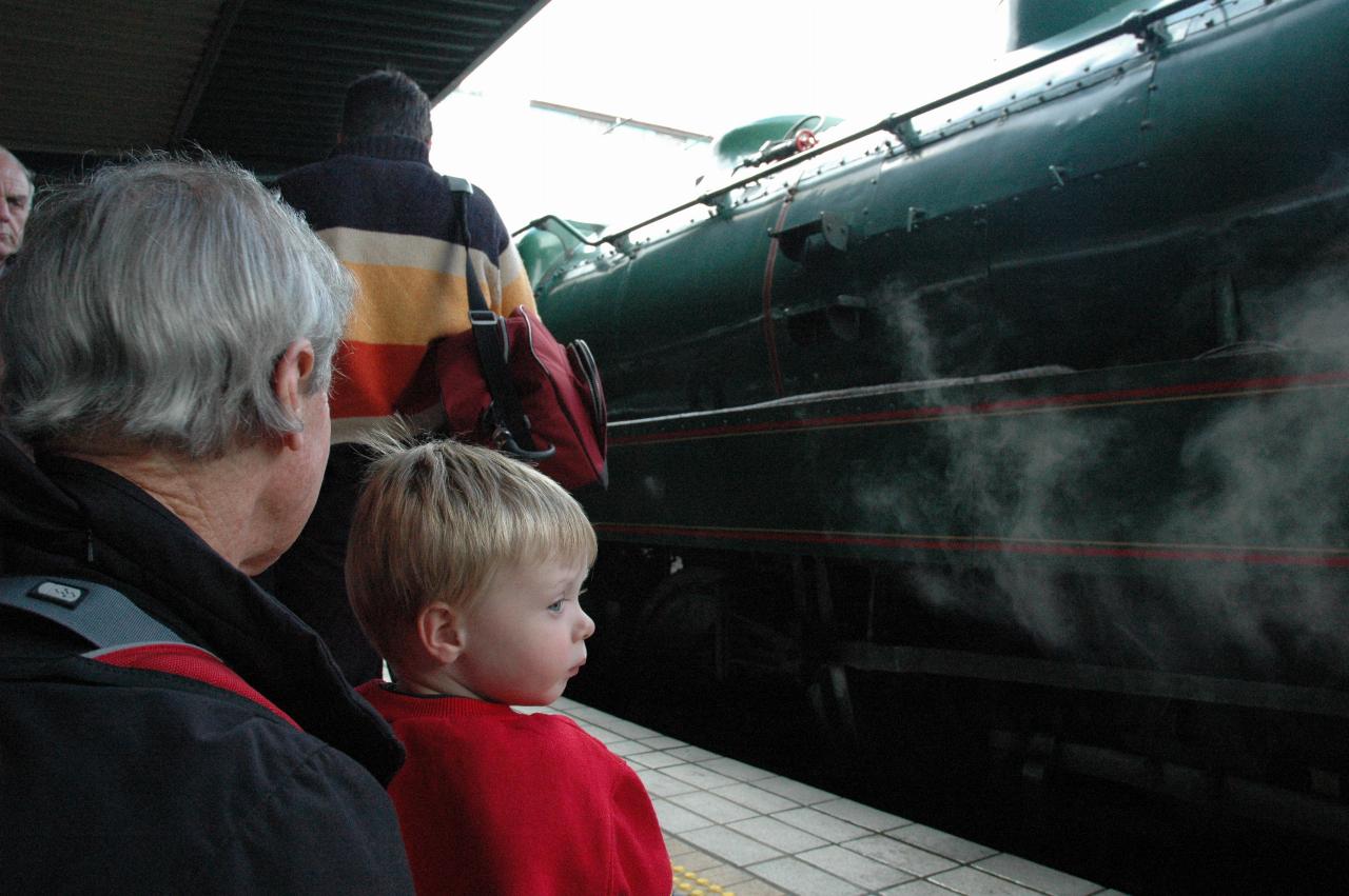 Peter with Flynn at Central's 100th anniversary, and loco 3830