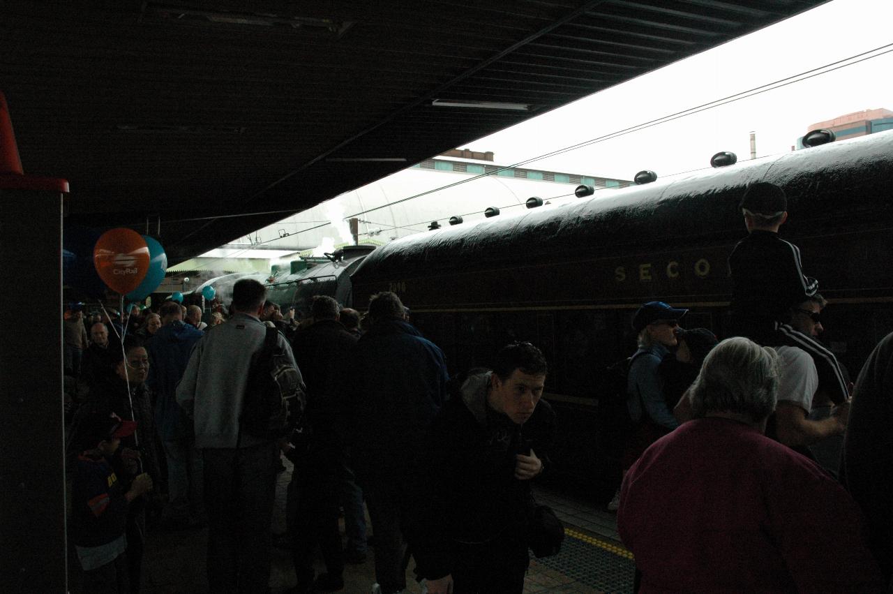 Crowd gathered around 3830 at Central after train returned from Hurstville